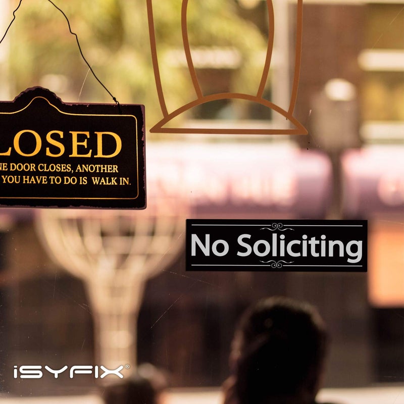 iSYFIX No Soliciting Sign Sticker for House, Home & Business - 4 Pack 7x2 inch - Premium Self-Adhesive Vinyl, Laminated for Ultimate UV, Weather, Scratch, Water and Fade Resistance, Indoor & Outdoor - Image 5